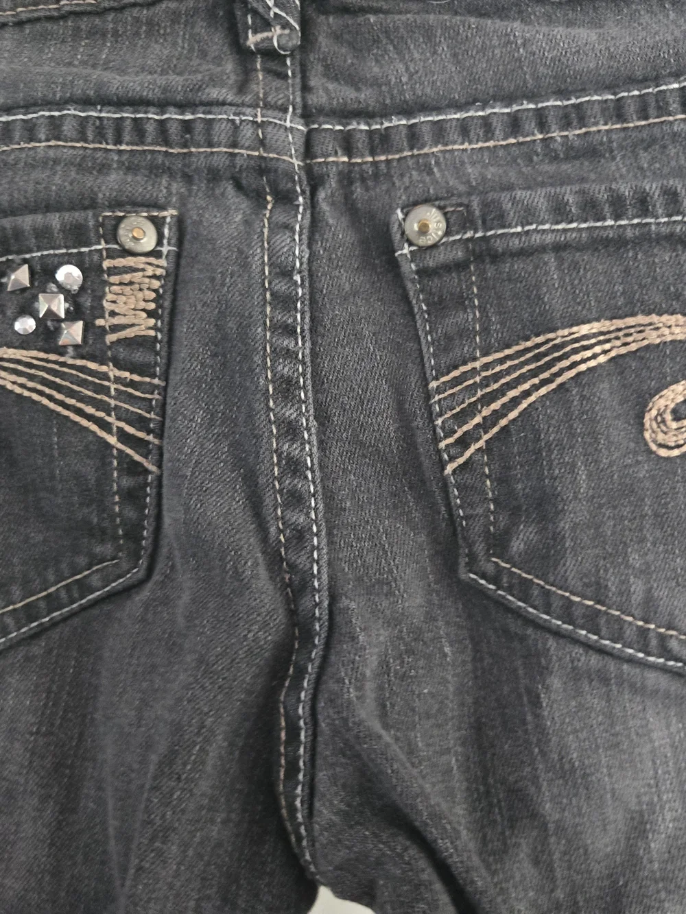 Justice Girls Black Skinny Jeans Distressed Crosshatch Rhinestone Bling Size 12s